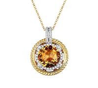 RVHAOODI Collier pendentif Femmes, 18K Yellownelocklace pour les femmes 4.1ct Collier de diamant citrine rond