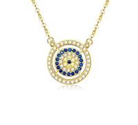 RVHAOODI Collier pour les yeux diaboliques pour femmes, délicat collier de pendentif de design bleu rond, cadeau de bijoux de mode à la mode