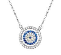 RVHAOODI Collier pour les yeux diaboliques pour femmes, délicat collier de pendentif de design bleu rond, cadeau de bijoux de mode à la mode
