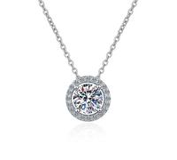 RVHAOODI Collier Solitaire à coupe ronde 0.3CT pour femmes, collier pendentif coloré daity d, cadeau de bijoux de mode pour elle