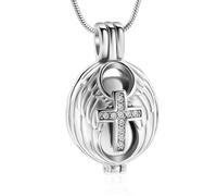 RVHAOODI Collier urn de crémation en cristaux pour les ailes creux d'ange ange creux en plumes funéraires commémoratifs de crémation de bijoux
