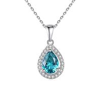 RVHAOODI Colliers de pendentif en pierre précieuse pour femmes argenté l'eau Drop ciel en pierre bleue bijoux fine cadeaux de Noël