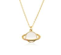 RVHAOODI Colliers pendentif chaîne mince planète Terre Forme Pendant Collier de chaîne pendentielle Collier de mode Long Colliers Fabriqué à la main (Couleur des gemmes: blanc)