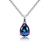 RVHAOODI Colliers pour femmes Pendants 925 Bijoux couleur Couleur d'eau Drop Gemstone Pendant Collier Party Mariage Gift Bijoux