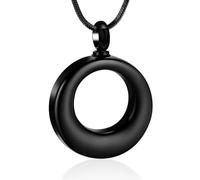 RVHAOODI Crémation des bijoux Urn Collier pour cendres en acier inoxydable Circle de vie Éternité Mémorial Savourée Urne Pendant pour cendres-noir