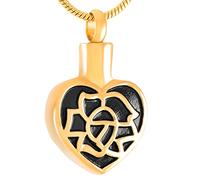 RVHAOODI Crémation en acier inoxydable du cœur Lotus Heart Have Savourée Bijoux Hold Ashes Ofy Will Ones Memorial Urn Collier pour femmes