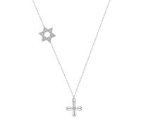 RVHAOODI de Star for Men Femmes Jésus Hexagon juif argenté avec des bijoux religieux croisés