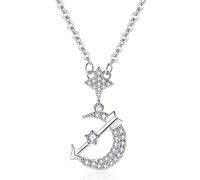 RVHAOODI Ferme de découpe des femmes Eros en zircone zircone argent étoile de la chaîne de clavicule bijoux cadeau de la Saint-Valentin