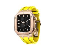 RVHAOODI For band 44/45mm Mod Kit Accessories,Replacement Silicone Strap Compatible With IWatch SE/4/5/6/7 Series Rose Gold Case
