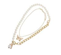 RVHAOODI Lot De 2 Colliers En Perles Pour Femmes Ras Du Cou En Perles Chaîne De Clavicule En Perles Collier En Perles Chaîne En J Pour Femmes Chaîne De Clavicule Ras Du Cou