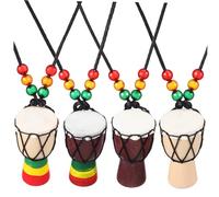 RVHAOODI Lot De 4 Colliers Tambourin Bijoux Breloques Minuscules Pendentif Mini Tambour Pendentif Tambourin Collier Tambour À Main Accessoires Pour Adultes Fabrication De