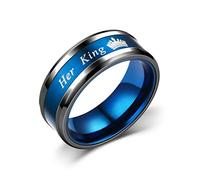 RVHAOODI Nouveau couple sonne son roi sa reine en acier inoxydable pour femmes hommes couronne d'anniversaire romantique de mariage ringards riches