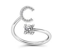 RVHAOODI Pave CZ ajusté 26 Bague de lettre initiale pour femmes Simple Elegant Jewelry Amitié Cadeau
