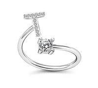 RVHAOODI Pave CZ ajusté 26 Bague de lettre initiale pour femmes Simple Elegant Jewelry Amitié Cadeau