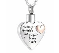 RVHAOODI Pendentif collier, graveur non plus à mes côtés mais pour toujours dans mon cœur crémation bijoux pour cendres commémoratives Urn Keepsakes
