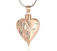 RVHAOODI Pieds Love Heart Urn Collier pour cendres pour les femmes Crémation Bijoux Angel Angel Urn Verket Rose
