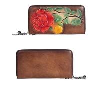 RVHAOODI Portefeuilles en Cuir véritable pour Femmes, Pochette Tendance en gaufrage Rose, Porte-Cartes Fait à la Main (Couleur : C)