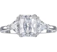 RVHAOODI Produits 2 bagues de fiançailles Moissanite pour les femmes Radiant Cut D Color S925 Lab Créé de diamants Perfect for Daily Wear Fêtes Cadeaux de mariage