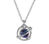 RVHAOODI Silver Fantasy Planet Blue Shiny Zirconia Women's Rose/Silver Clicule Chaîne de bijoux Cadeaux pour Girl Girlfriend Mother