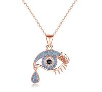 RVHAOODI Solide sur 925 Evil Eye Eye Pendant Collier For Women, Blue Blue Evil Eye Tear Drop Choker Collier, Fashion Christmas Jewelry Cadeau pour elle