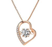 RVHAOODI Style simple pour les femmes, rose argentée en forme de coeur élégant/argent, bijoux en zircone