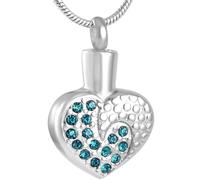 RVHAOODI Tenez les colliers urne de crémation en cristal multicolore Vous pouvez mettre des cendres - Gravy Bijoux commémoratifs pour les femmes-lumière bleu