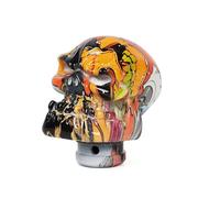 RVIFY Couvercle de pommeau de levier de vitesse manuel universel, tête de mort méchante, pommeau de levier de vitesse de voiture(Orange)