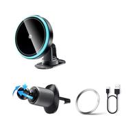 RVIFY Montages intérieurs Support magnétique de téléphone pour Voiture, Chargeur sans Fil 15 W pour iPhone 15, 14, 13 Pro Max Attache Voiture Pare-Brise(Combination Model)