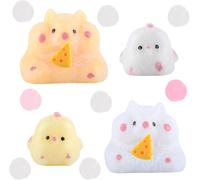 RVKAL-4Pcs Taba Squishy Kit With One White&Yellow Hamster,One White&Yellow Chick,Tiny Pinch Toys Are Easy To Carry Around And Decompress At Any Timerelief Fidget Toys For All Ages