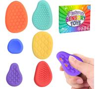 RVKAL-6 Pièces Pierre D'Inquiétude Texturées Pour Enfant,Coloré Silicone Sensory Stone Fidget Toys,Résistant Au Stress Jouet Sensoriel Fidget En Pierre,Jouets Anti Stress Pour Les Enfants