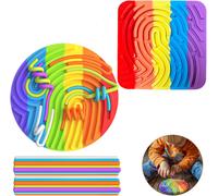 RVKAL-Sensory Activity Board,2 Pièces Planche D'Activité Sensorielle,Silicone Fidget Toy,Design Double Face 2 En 1,Pour Apaiser,Stress,Anxiété,Tdah Et Autisme,Avec 20 Cordes