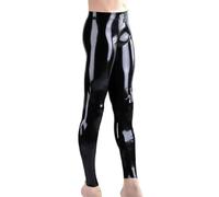 RVLAUGOAA Leggings en Latex pour Hommes,Noir Pantalon en Latex Sexy Caoutchouc Pantalons Effet mouillé (M)