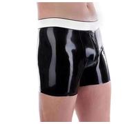 RVLAUGOAA Shorts en Latex Hommes Noir Fermeture à glissière Culottes en Latex Caleçons en Latex Boxers en Latex sous-vêtements en Latex (M)