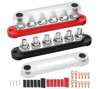 RVMARINEPAT Bloc de distribution d'alimentation 12 V 250 A, barres de bus 12 V, 6 goujons terminaux de 5/16" (M8) positifs et négatifs pour voiture, marine, systèmes solaires