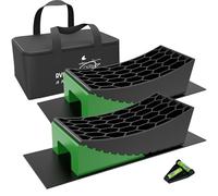 RVMATE Kit de 8 Blocs de nivellement pour Camping-Car Comprenant Deux niveleurs incurvés, Deux Cales, Deux Tapis antidérapants en Caoutchouc et Un Coussinet de cric Bonus dans Un Sac de Transport