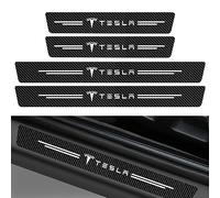 Rvoases Auto Protection Seuil Porte pour Tesla Model Y 2020-2023 Fibre Carbone Anti-Rayuresdécoration Plinthes Garde-Plaque Pédale Bandes Autocollants Accessoires Voiture Plaques Plinthes