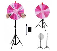 RVOWTAGL Roue De La Fortune Personnalisable 600 mm Réglable en Hauteur 101-200cm, Roue De La Chance Comprend Marqueur et Caoutchouc pour Pendaisons de Crémaillère Noël Nouvel,Pink