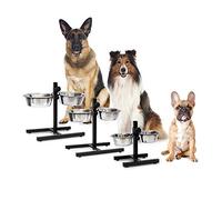 RvPaws Lot de 2 gamelles en acier inoxydable avec support réglable en hauteur et 2 gamelles amovibles pour chat - Gamelle surélevée en métal - Taille M - 2600 ml