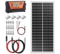 Rvpozwer 100W Panneau Solaire monocristallin,N-type Panneaux Solaires Monocristallins avec régulateur de charge 30A,pour batteries 12V,complet pour camping-car,centrale de balcon,abri de jardin