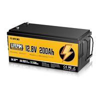 Rvpozwer 12V 200ah Batterie Lifepo4, BMS 200A Intégré, Batterie Lithium 2560Wh, 18 000 Cycles Profonds, Protection Contre les Basses Températures, Pour éNergie Domestique, Camping-Car, Hors RéSeau