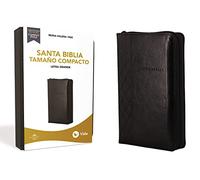 RVR60 Santa Biblia, Letra Grande, Tamaño Compacto, Leathersoft, Negro, Edición Letra Roja con Cierre