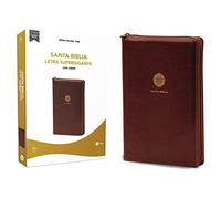 RVR60, Santa Biblia, Letra Supergigante, Leathersoft, Café, con Cierre, Comfort Print