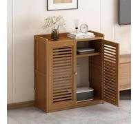 RVUEM Armoire de Rangement pour Routeur WiFi, Meuble Média Domestique avec Étagères, Organisateur Dissimulé Autoportant pour Routeur WiFi, Multiprise et Gestion des Câbles,Marron,59 * 25 * 82cm