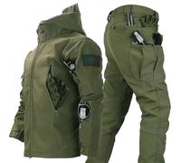 RVUEM Army Green,XL, 2025 Nouvelles Combinaisons Militaires à Coque Souple, Combinaisons Ski à Capuche Chaudes d'hiver pour Hommes, Ensemble Veste Et Pantalon Tactiques, pour Sports Plein Air