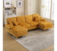 RVUEM Canapé d'angle en U, Canapé Convertible en L, Ensemble Canapé-Lit Modulable Moderne Et Spacieux 4 Places, avec MéRidienne Et Pouf, pour Salon, Bureau,B