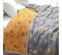 RVUEM Couette Ginkgo Ownkoti, LéGer Et Respirant Doudou Motif Feuille De Ginkgo, Couette RéVersible en Coton à Motif Feuille De Ginkgo, Chaud Et Ultra Doux Couverture,Jaune,150×200cm