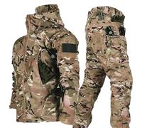 RVUEM CP Camo,XL, 2025 Nouvelles Combinaisons Militaires à Coque Souple, Combinaisons Ski à Capuche Chaudes d'hiver pour Hommes, Ensemble Veste Et Pantalon Tactiques, pour Sports Plein Air