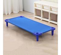 RVUEM Lit BéBé pour La Sieste, Lit BéBé Portable, Lits BéBé pour La CrèChe, Empilables, PrêTs à Monter, Mobilier Classe, Gain Place, pour CrèChe, Salle Classe Et Sieste,Bleu,10PCS 130cm