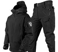 RVUEM Noir,4XL, 2025 Nouvelles Combinaisons Militaires à Coque Souple, Ensembles De Combinaisons De Combat De L'ArméE, Ensemble Veste Et Pantalon Tactiques, pour Ski, Motoneige, RandonnéE