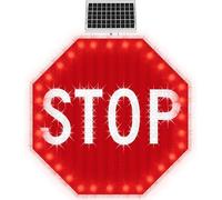 RVUEM Panneau D'ArrêT Clignotant à Led Solaire 76cm, Panneau Rue Octogonal RéFléChissant en Aluminium, Conforme Norme Mutcd R1-1 Cadre MéTallique Robuste et Antirouille